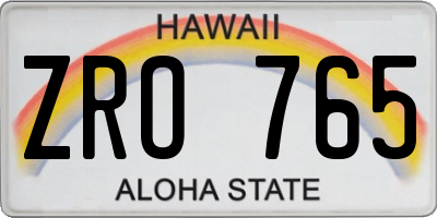 HI license plate ZRO765