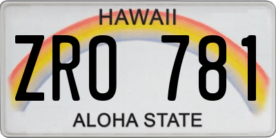 HI license plate ZRO781