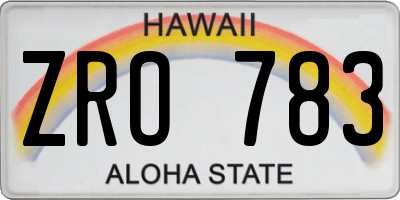 HI license plate ZRO783