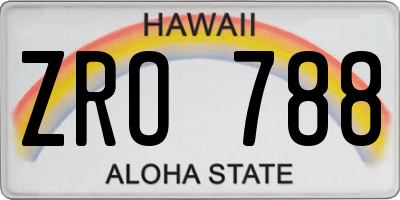 HI license plate ZRO788