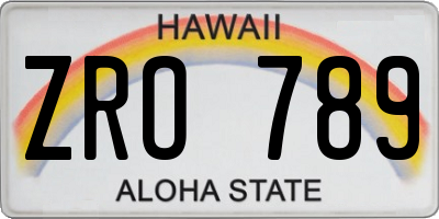 HI license plate ZRO789