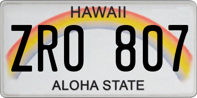 HI license plate ZRO807