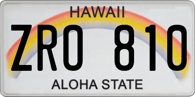 HI license plate ZRO810