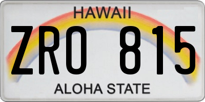 HI license plate ZRO815