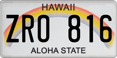 HI license plate ZRO816
