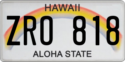 HI license plate ZRO818