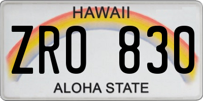 HI license plate ZRO830