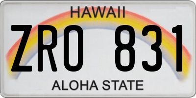HI license plate ZRO831