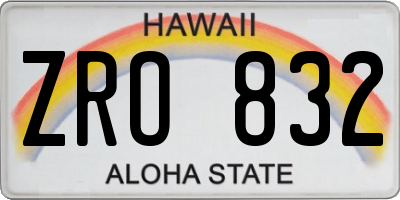 HI license plate ZRO832