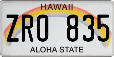 HI license plate ZRO835