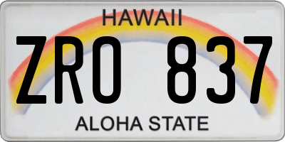 HI license plate ZRO837