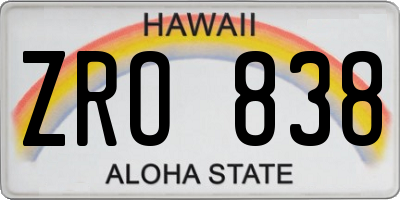 HI license plate ZRO838