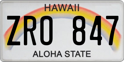 HI license plate ZRO847