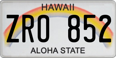 HI license plate ZRO852