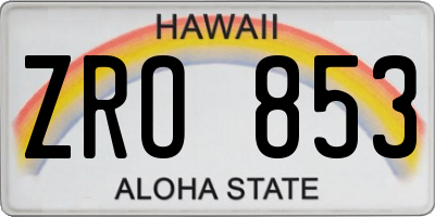 HI license plate ZRO853