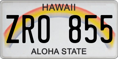 HI license plate ZRO855