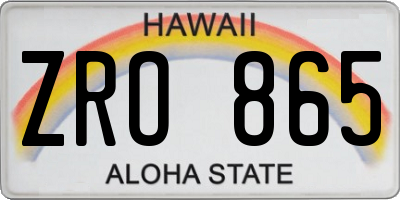 HI license plate ZRO865