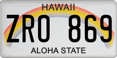 HI license plate ZRO869