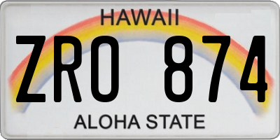 HI license plate ZRO874