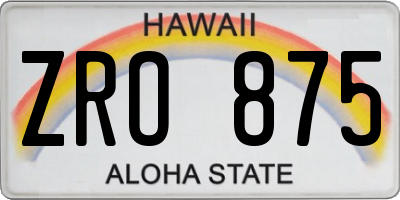 HI license plate ZRO875