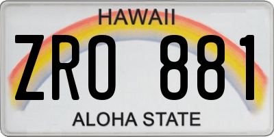 HI license plate ZRO881