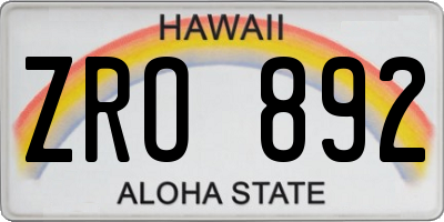 HI license plate ZRO892