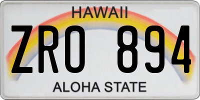 HI license plate ZRO894