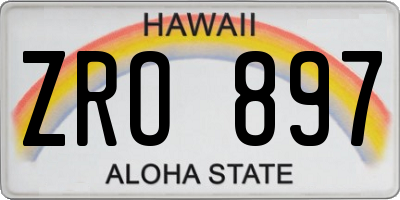 HI license plate ZRO897