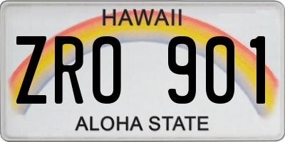 HI license plate ZRO901