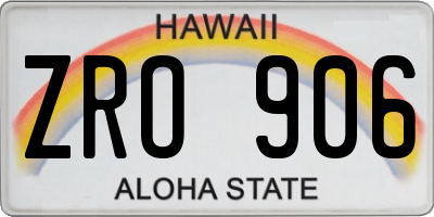 HI license plate ZRO906