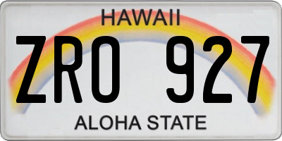 HI license plate ZRO927