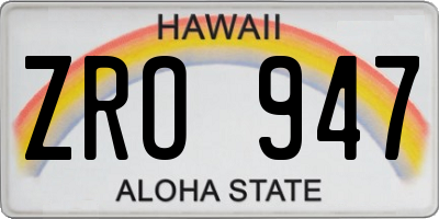 HI license plate ZRO947
