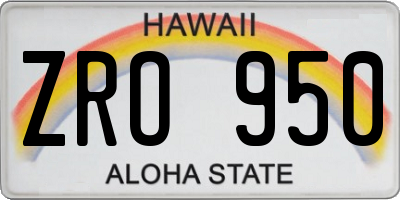 HI license plate ZRO950