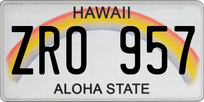 HI license plate ZRO957