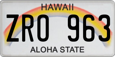 HI license plate ZRO963