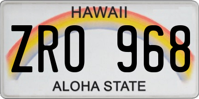 HI license plate ZRO968