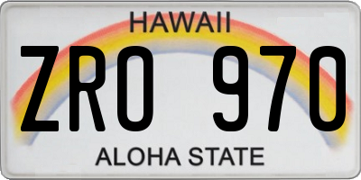 HI license plate ZRO970