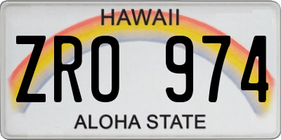 HI license plate ZRO974