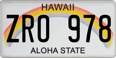HI license plate ZRO978