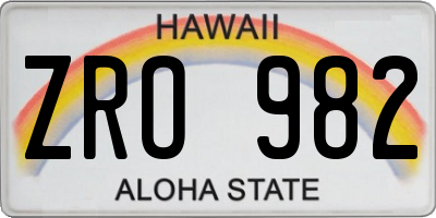 HI license plate ZRO982