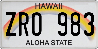 HI license plate ZRO983