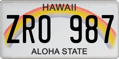 HI license plate ZRO987