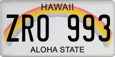 HI license plate ZRO993