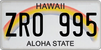 HI license plate ZRO995