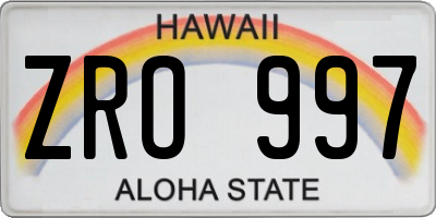 HI license plate ZRO997
