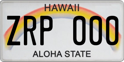 HI license plate ZRP000
