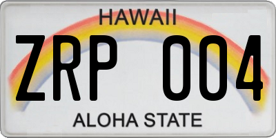 HI license plate ZRP004