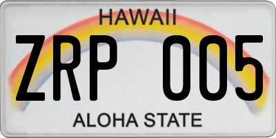 HI license plate ZRP005