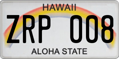 HI license plate ZRP008