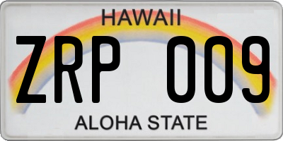 HI license plate ZRP009